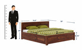 Woodwing Solid Sheesham Wood Hydraulic Bed With Box Storage (King Size, Natural Finish)